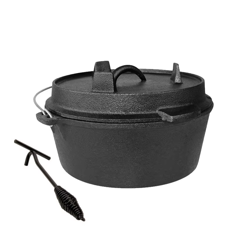 Camp Dutch Oven Cast - Чугунный походный казан 25 см, портативная